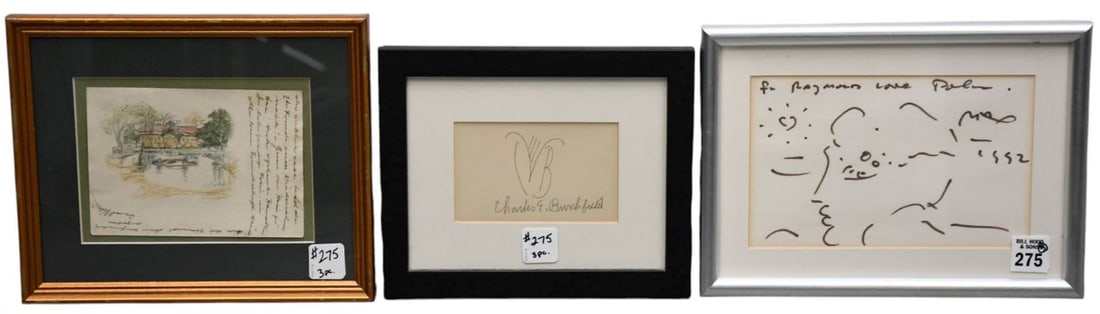 3 Famous Autographs: (1) Peter Max 1937- Autograph and small sketch of his iconic minimalist (1 of 9)