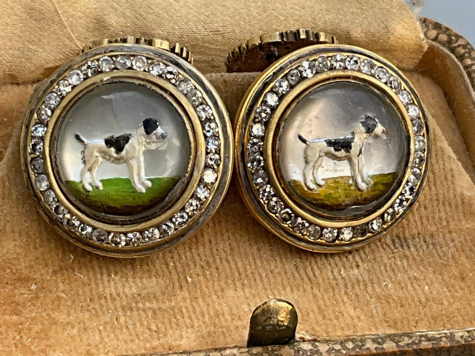 Russian Fabergé era silver diamonds cufflinks Beautiful silver diamonds intaglio with enamel (1 of 5)