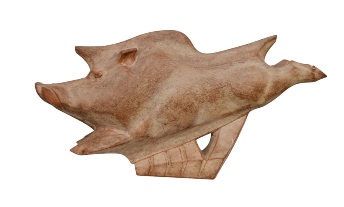 Betty Davenport Ford (American, b. 1924) Ceramic/Terracotta Running Boar, 30" x 16.5" (1 of 4)