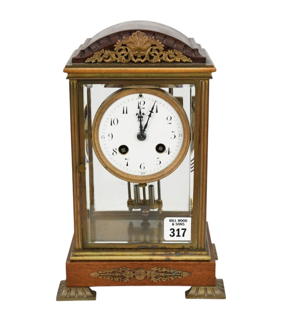 Antique French Regulator Clock, Glass and Bronze/brass, mercury pendulum French movement, 11 x 7 x 5 (1 of 7)