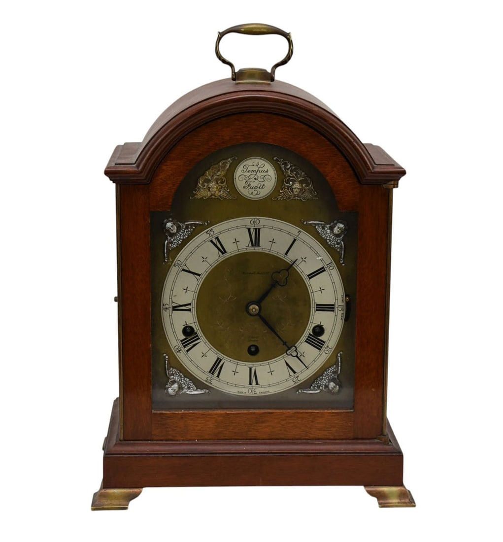 Elliot London English Chime Mantle Clock, wood w/ glass door, Westminster. 13 x 10 inches. (1 of 8)