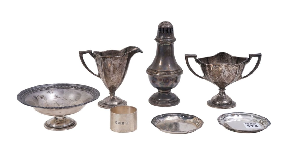 Lot of Tablewares, incl; Christofle Gallia Shaker (6"h), 2 Christofle Coasters/Pin Dishes, English (1 of 11)