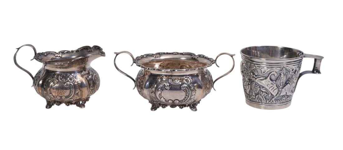 3 Sterling Silver Pcs, Vintage Zolotas "Vaphio" Cup Replicating Bull-Leaping Scene (2 3/4"h x 3 (1 of 10)