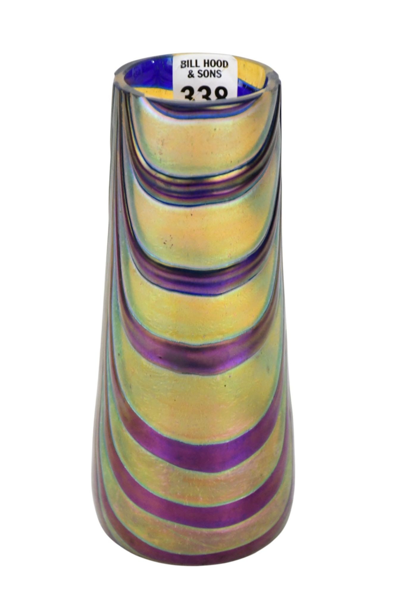 Loetz Austria Signed Vase, Iridescent Finish with Bold Draper Purple Pulled Feather Style Swirled (1 of 6)