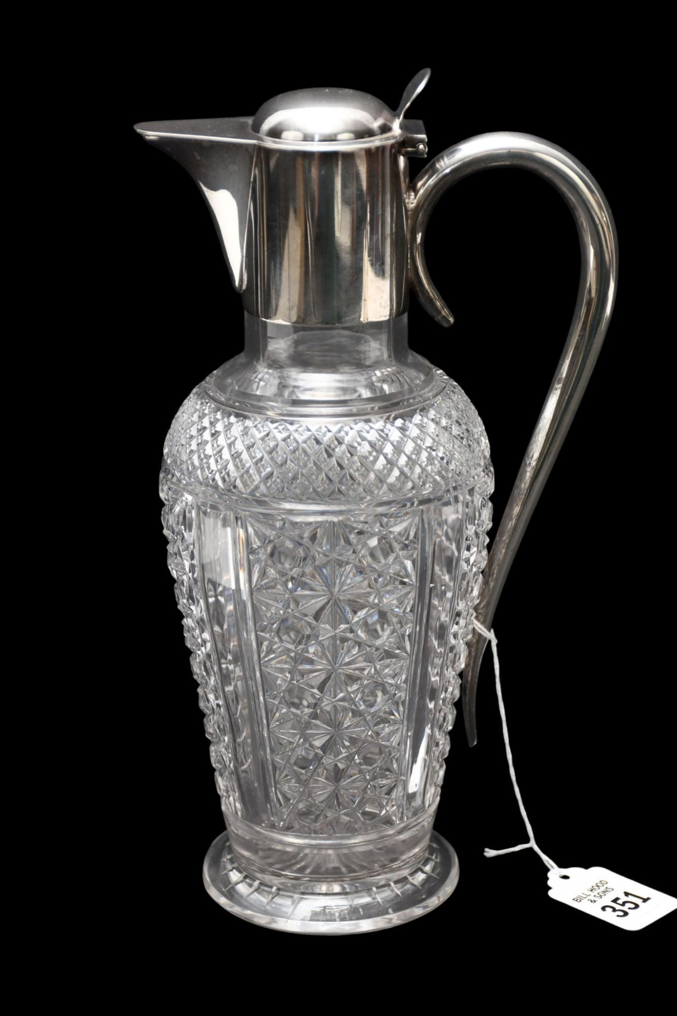 Crystal Claret Jug with English Sterling Mounts & Handle, 10 1/2"h x 6"w (1 of 4)