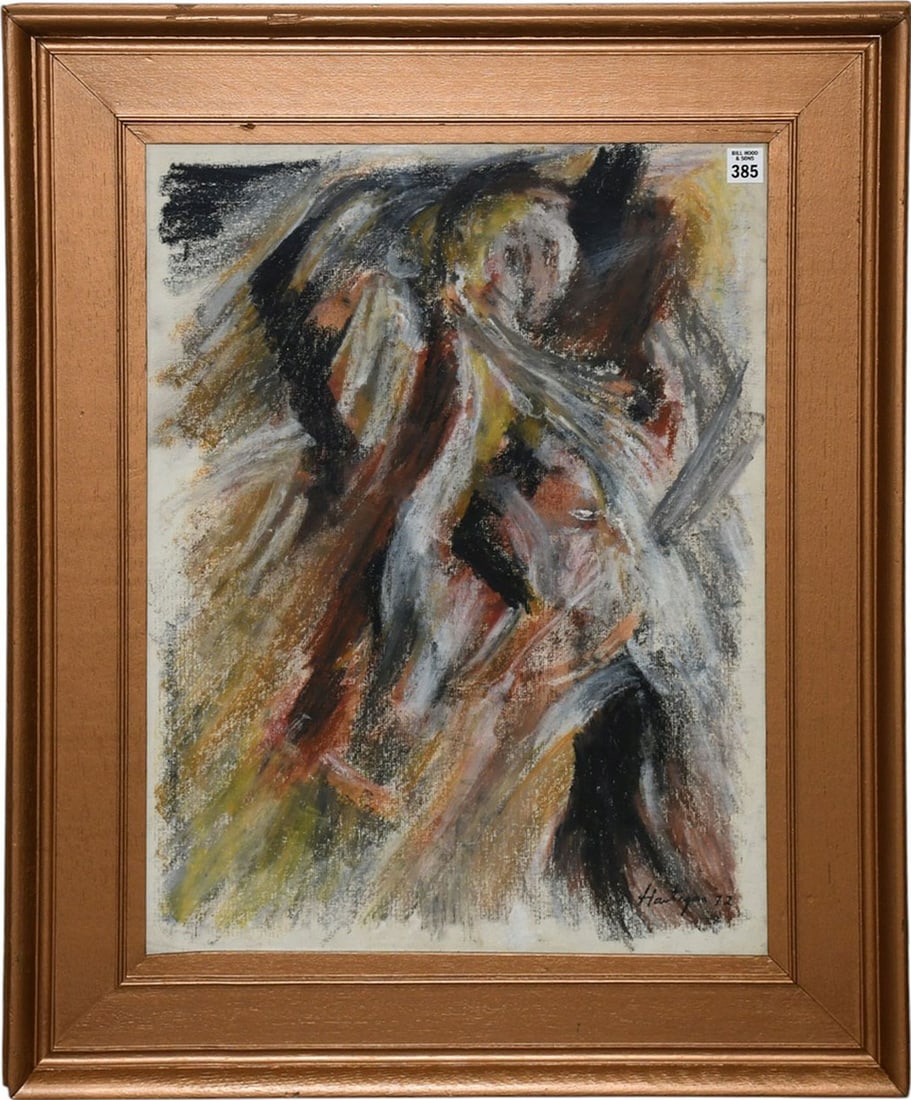 Attributed to: Grace Hartigan (American, 1922-2008) Pastel, figural abstract, 24 x 18 inches. (1 of 5)