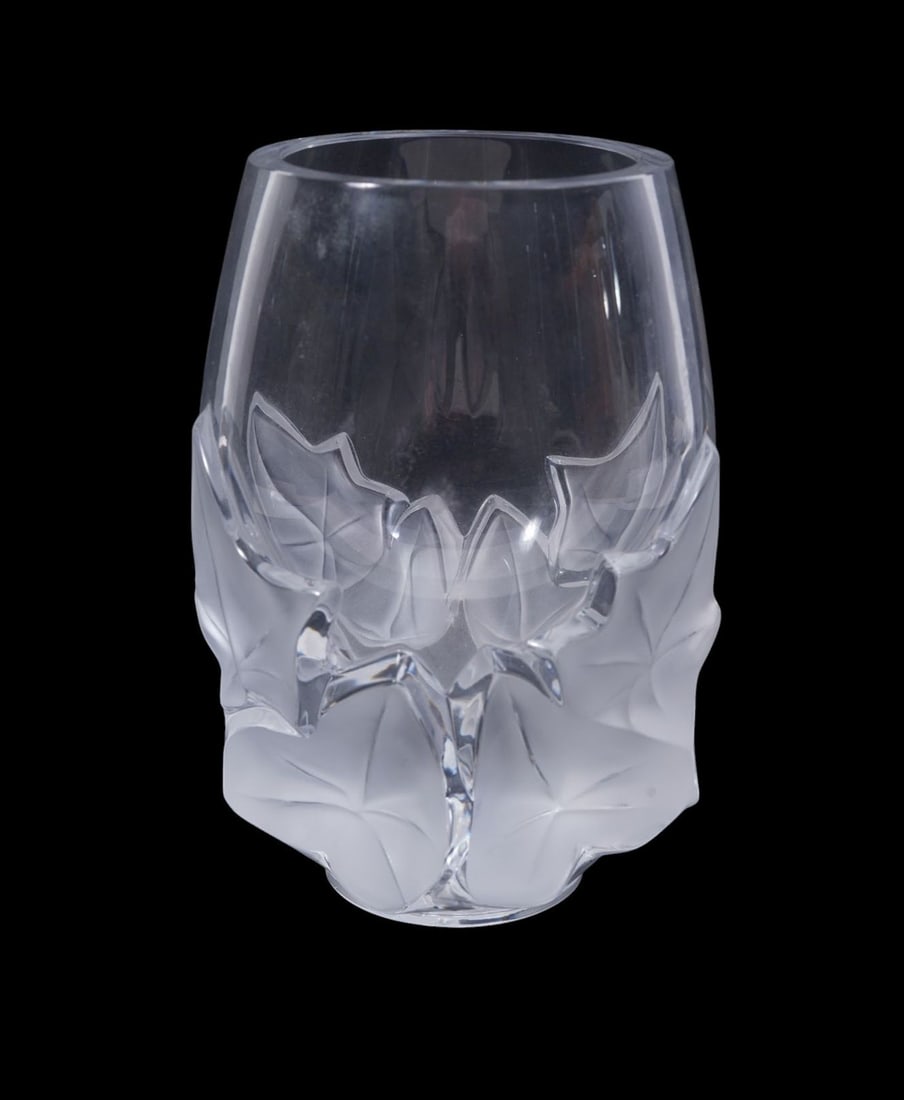 Vintage Lalique Crystal France "Hedera" Vase, 7 1/4"h x 3 3/4"w: Vintage Lalique Crystal France "Hedera" Vase, 7 1/4"h x 3 3/4"w