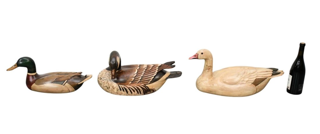3 Carved Wood Duck Decoys, Hand Signed by Artist Tom Taber & Carver Hersey Kyle Jr., 2 Medallion (1 of 6)