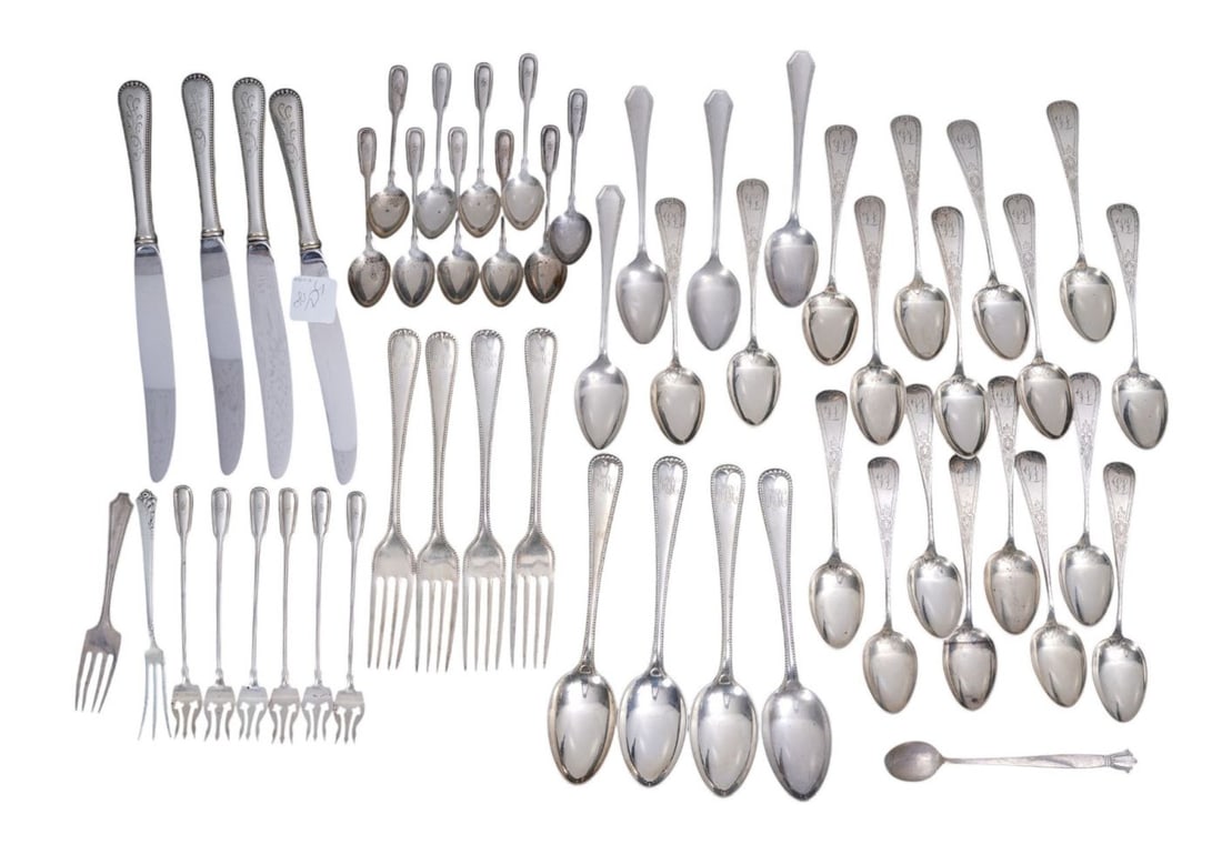 Sterling Silver Flatware Lot, incl; 12 pcs. Matching Pattern, 6 Matching Condiment Forks & 10 (1 of 10)