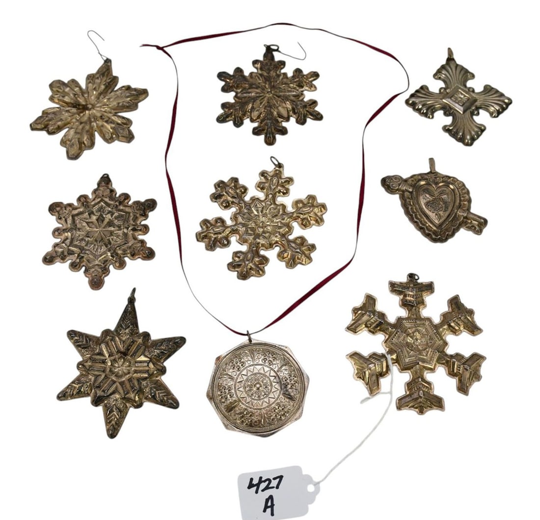9 Sterling Silver Assorted Christmas Ornaments, 6ozt. (1 of 10)