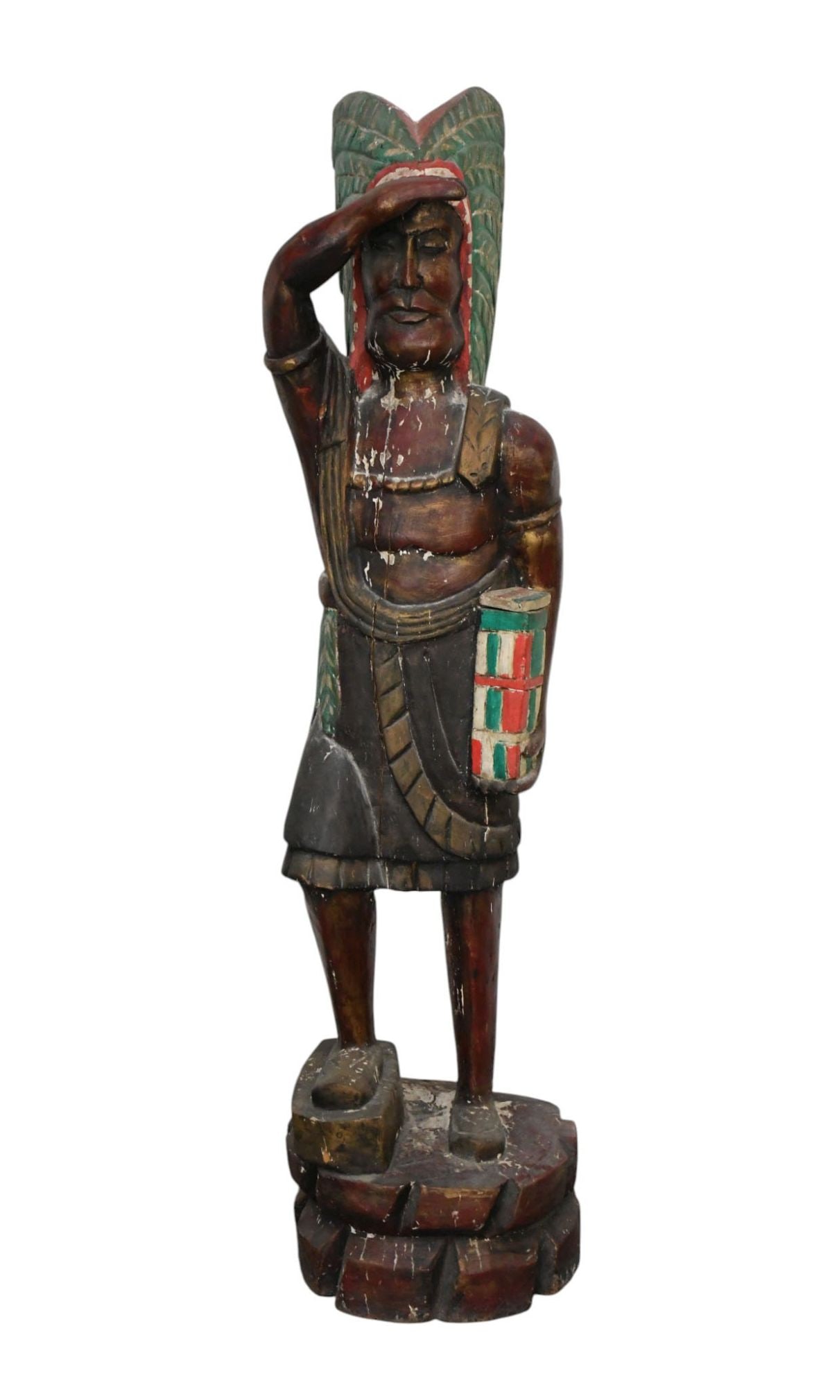 American Cigar Store Indian, 62" H x 15"w (age splits, Peeling Paint) (1 of 7)