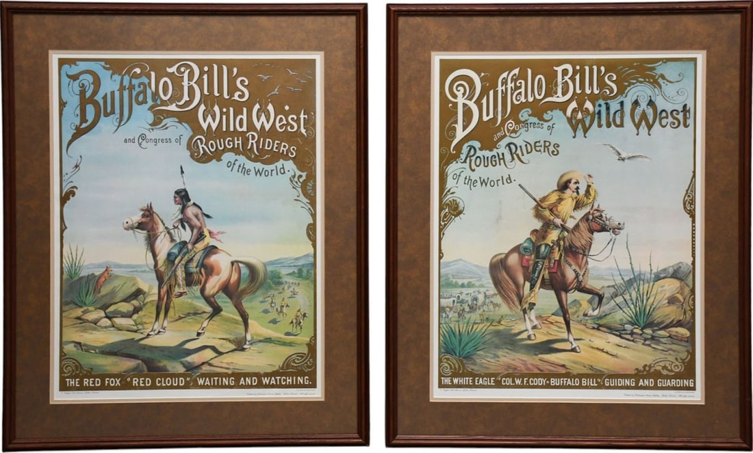 2 "Buffalo Bill's Wild West & Congress of Rough Riders of The World" Framed Vintage Reproduction (1 of 9)
