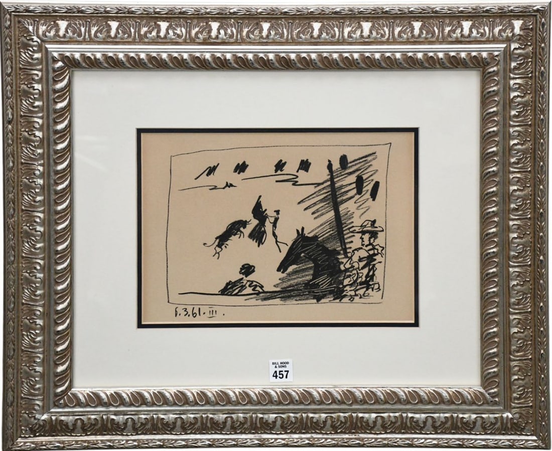 Pablo Picasso (Spanish, 1881-1973) Original Lithograph. A Los Toreros, 8-3/4 x 11-3/4 sight. 20-3/4 (1 of 6)