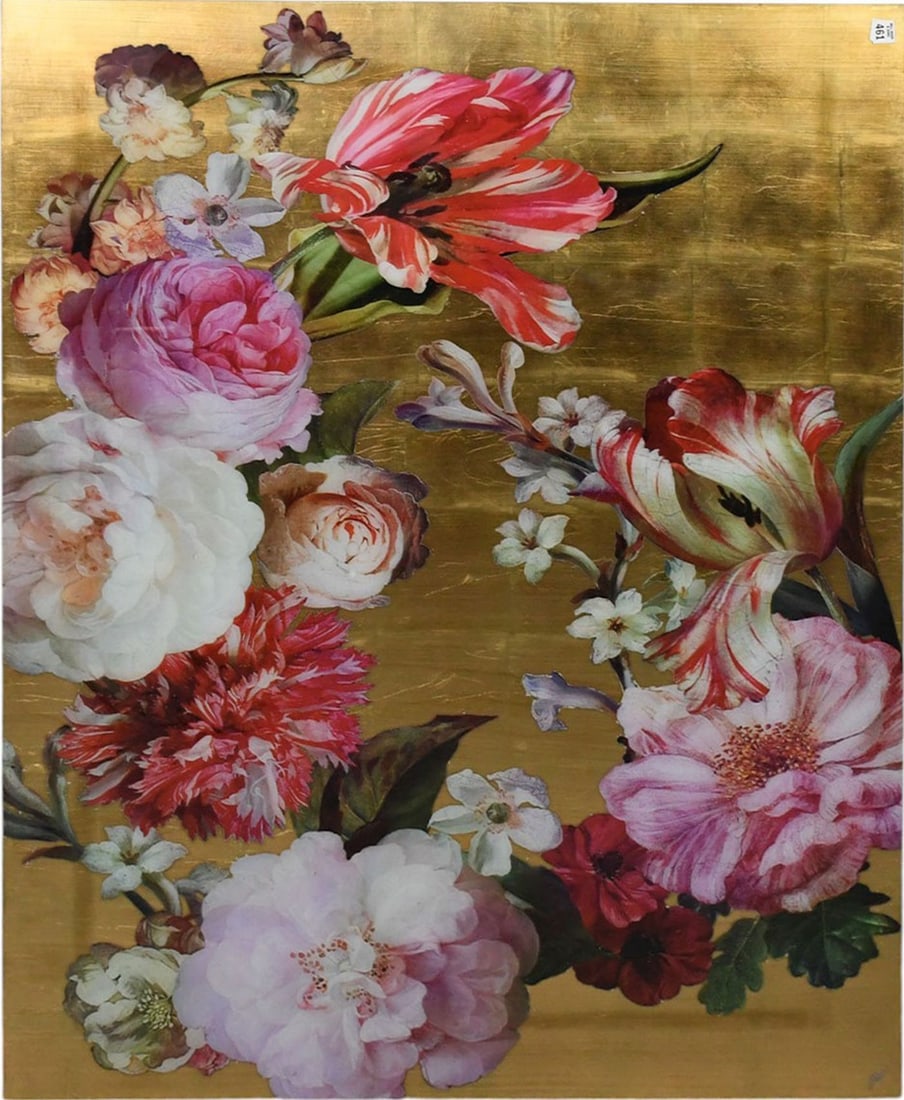 Fine Art Print by Jackie Von Tobel, Dutch Blooms Gold I- featuring a vibrant floral arrangement (1 of 6)