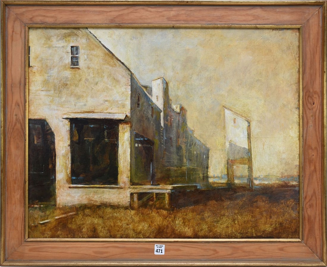 Leslie Davenport (BRITISH, 1905–1973) oil on canvas, Landscape old building façade,: Leslie Davenport (BRITISH, 1905–1973) oil on canvas, Landscape old building façade, signed upper right, 22 x 28 inches
