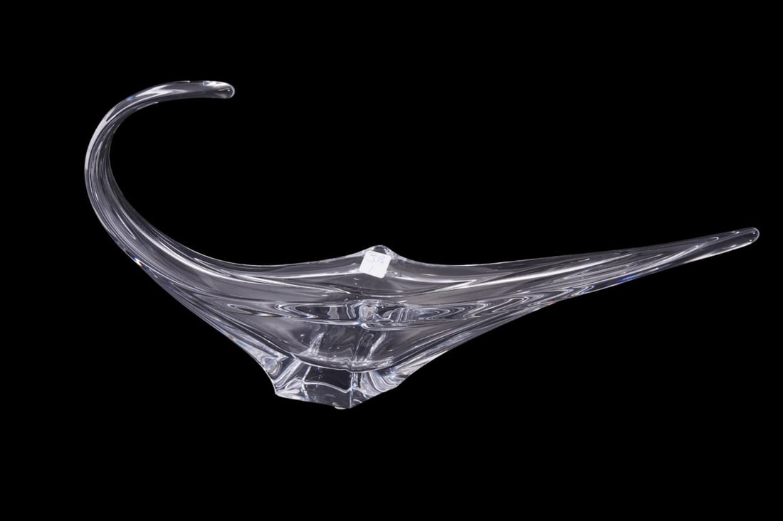 French Crylstal free form cerneter bowl, 24 in. Long x 7 in. wide. (1 of 6)