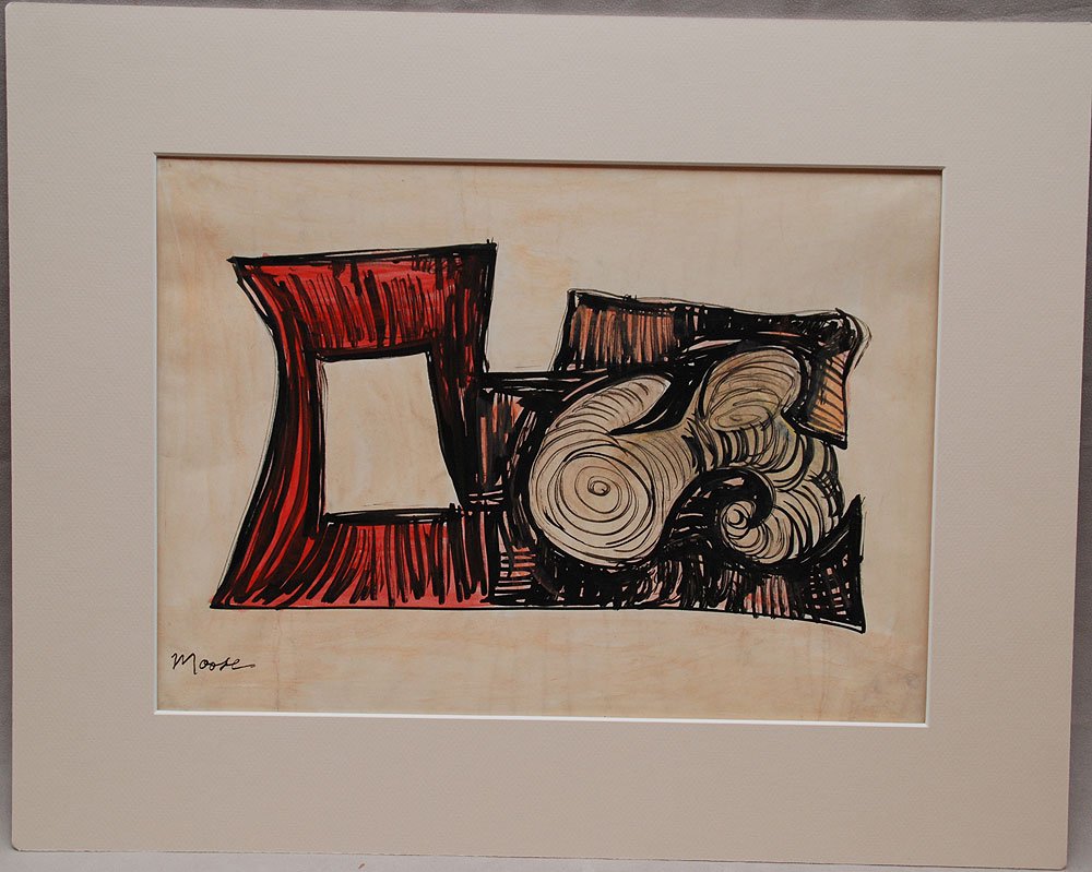 Henry Moore, attr. (English 1898-1986) wc/gouache,: Henry Moore, attr. (English 1898-1986) wc/gouache, abstract figure, signed ï¿½Mooreï¿½, 11 ï¿½ x 15 ï¿½ï¿½