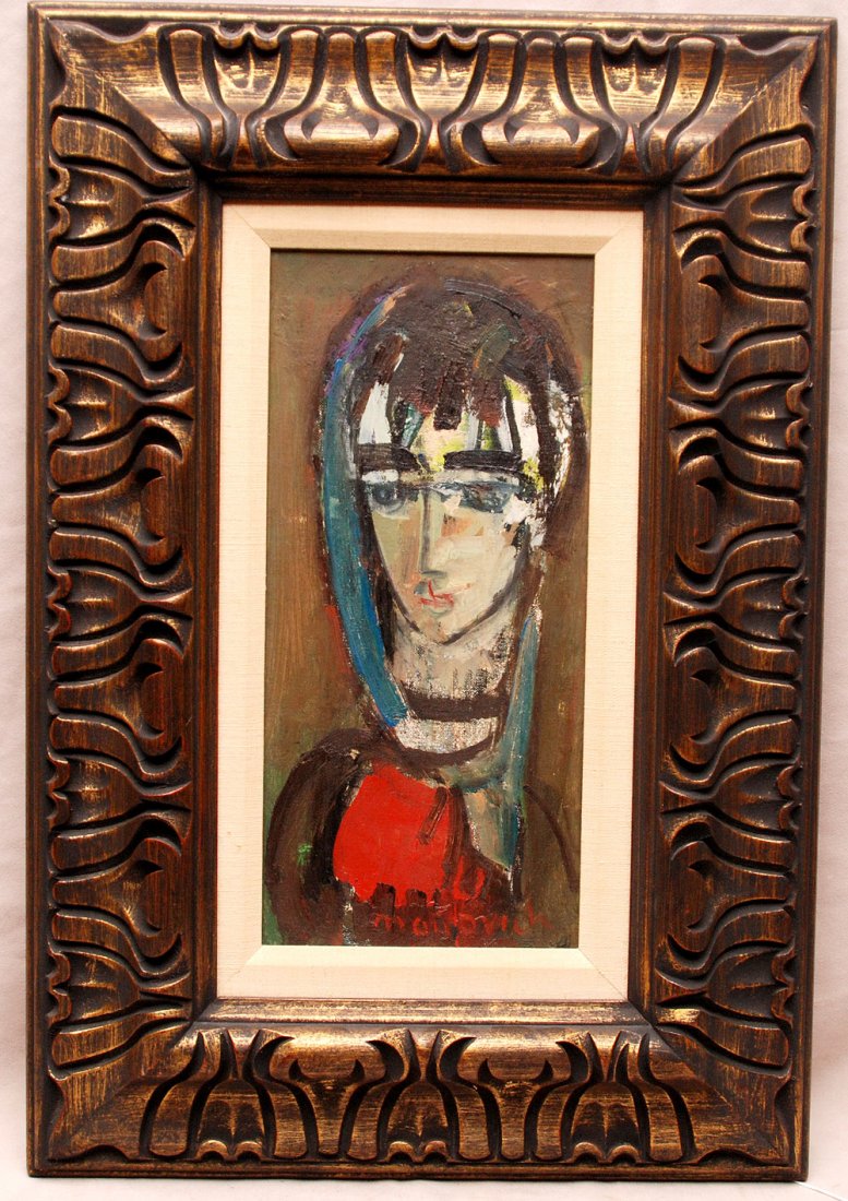 Zvi Mairovich (ISRAELI, 1911-1973) Oil Portrait: Zvi Mairovich (ISRAELI, 1911-1973) Portrait, Oil on Canvas, 14" x 7", with Provenance