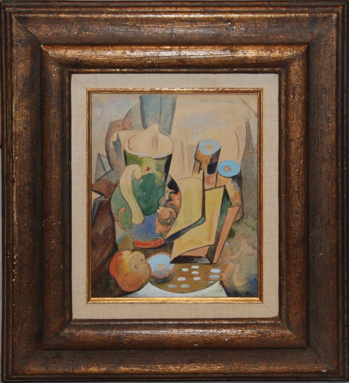 2 pieces sold together: William Sommer (AMERICAN,: 2 pieces sold together: William Sommer (AMERICAN, 1867-1949) Watercolors on Paper, Portrait of Man 11" x 11" & Modern Still life, 9" x 7"