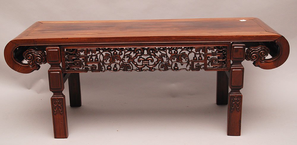 Oriental coffee table, 18"h x 48"w x 16"d (surface has : Oriental coffee table, 18"h x 48"w x 16"d (surface has scratches)