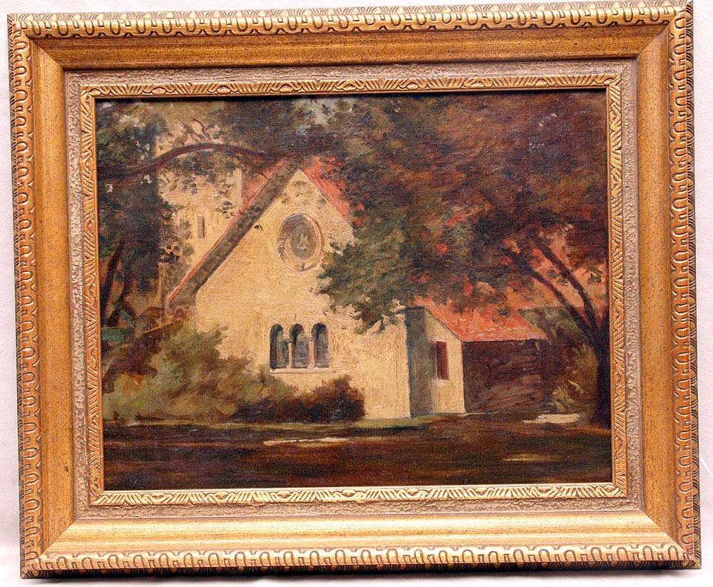19th Century Continental School "Country Cottage" Oil o: 19th Century Continental School "Country Cottage" Oil on Canvas on Board ; 14" x 18"