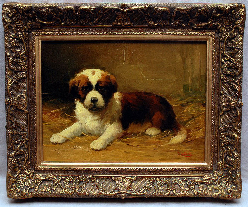 Jean Lefort (French, 20th century), oil on canvas on bo: Jean Lefort (French, 20th century), oil on canvas on board, St. Bernard, 12" x 16"approx. 12" x 16"