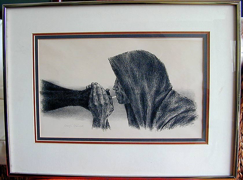 Joseph Hirsch Litho "Survivor" lithographic print by th: Joseph Hirsch Litho "Survivor" lithographic print by the American artist JOSEPH HIRSCH (1910-1981), year 1954 from the American Association of Artists (AAA) edition of 250; signed in pencil lower left