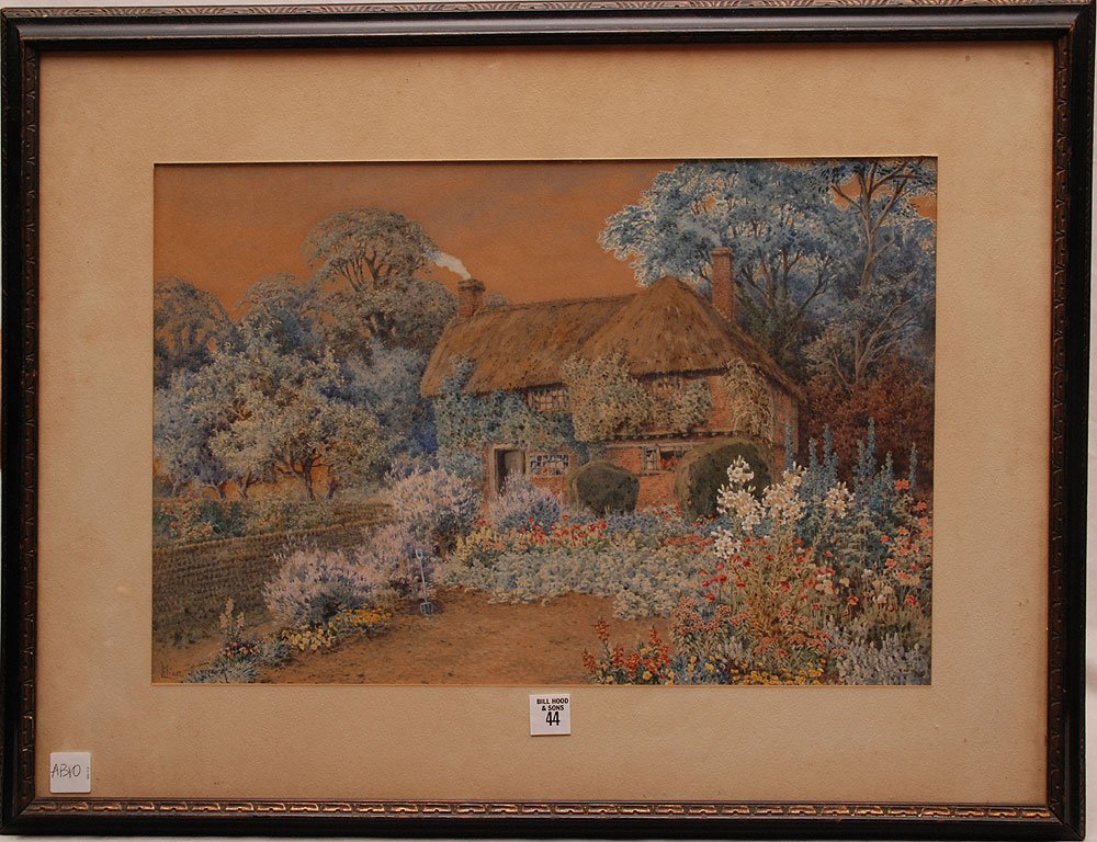 Lilian Stannard (BRITISH, 1877-1944), Watercolor,: Lilian Stannard (BRITISH, 1877-1944), Watercolor, Cottage with garden, 13" x 19" sight