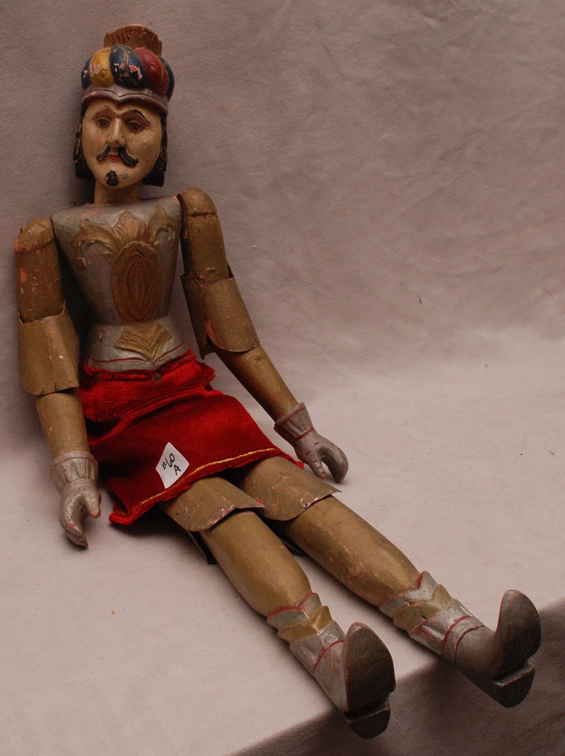 19th Century Wooden Carved Russian/Zcheck Knight: 19th Century Wooden Carved Russian/Zcheck Knight Puppet. Wired Integrated parts, Hand Painted, 28" Tall