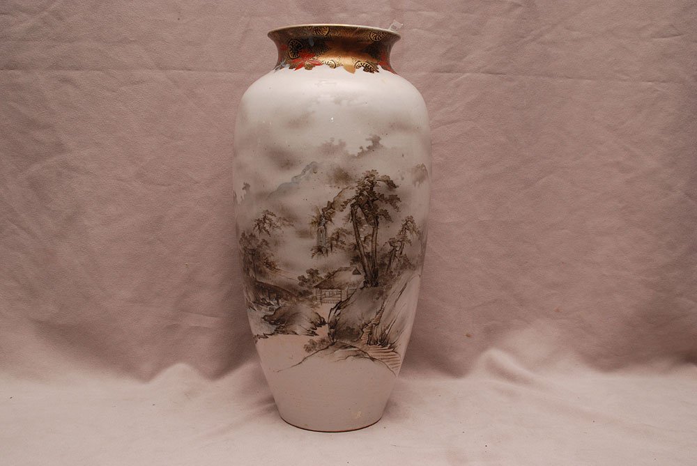 Oriental vase with water, horses and mountains, 15"h: Oriental vase with water, horses and mountains, 15"h