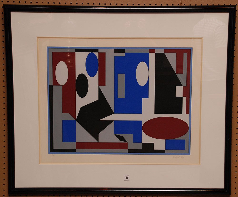 Victor Vasarely (French/Hungarian, 1906-1997) Abstract : Victor Vasarely (French/Hungarian, 1906-1997) Abstract Lithograph, pencil signed Vasarely (lower right) numbered 26/250, sight 29" x 22 inches.