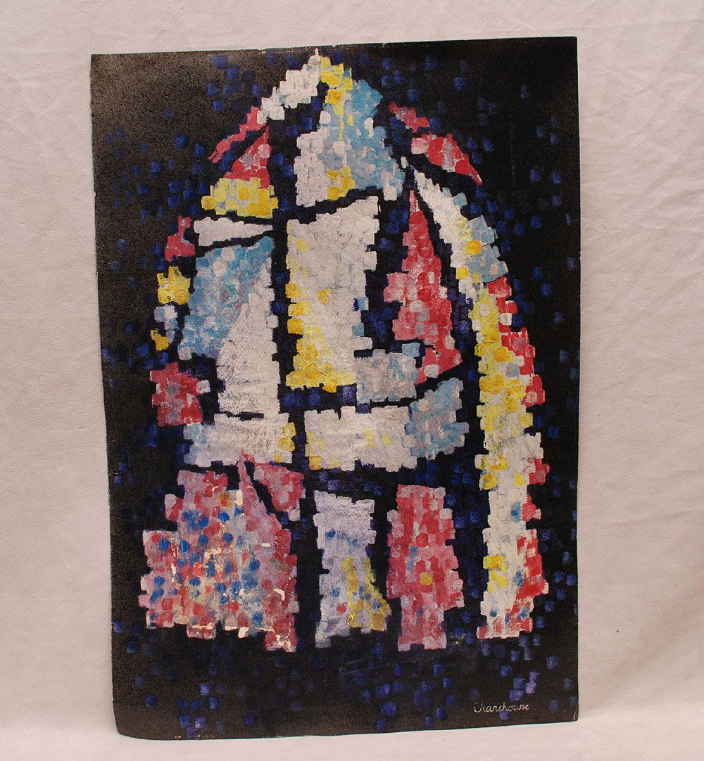 Serge Charchoune (Russian 1889-1975) abstract, oil on p: Serge Charchoune (Russian 1889-1975) abstract, oil on paper, signed, size 24 x 16 ?“