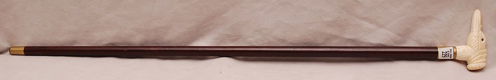 Walking stick with Marine ivory Mother Goose handle, 36: Walking stick with Marine ivory Mother Goose handle, 36"L