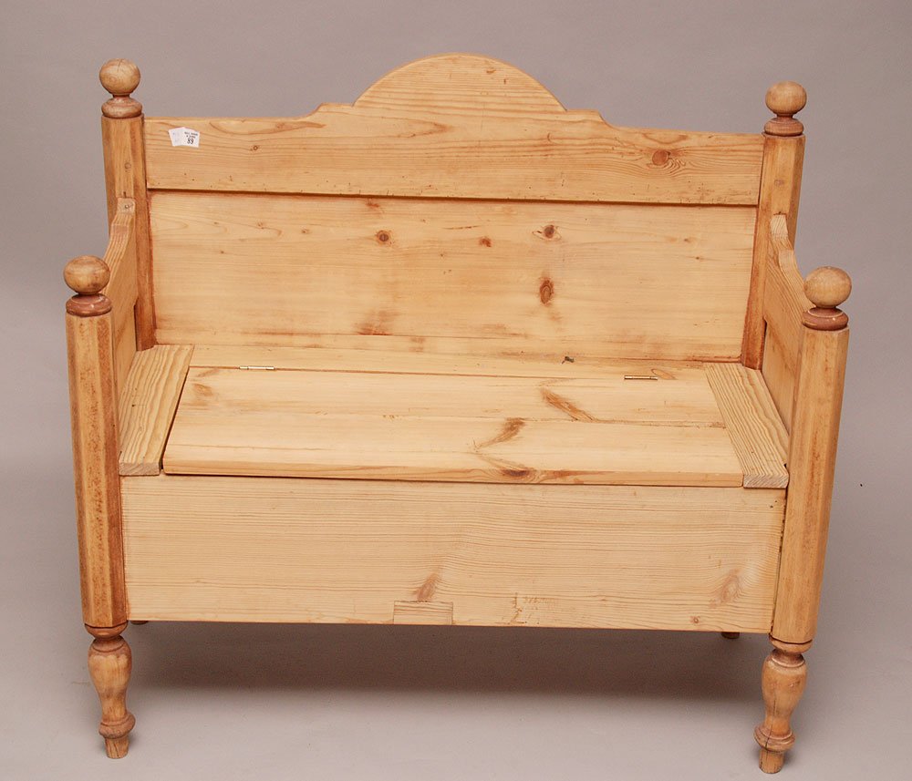 Pine bench with lift top seat for storage, 38"h x 48"w: Pine bench with lift top seat for storage, 38"h x 48"w