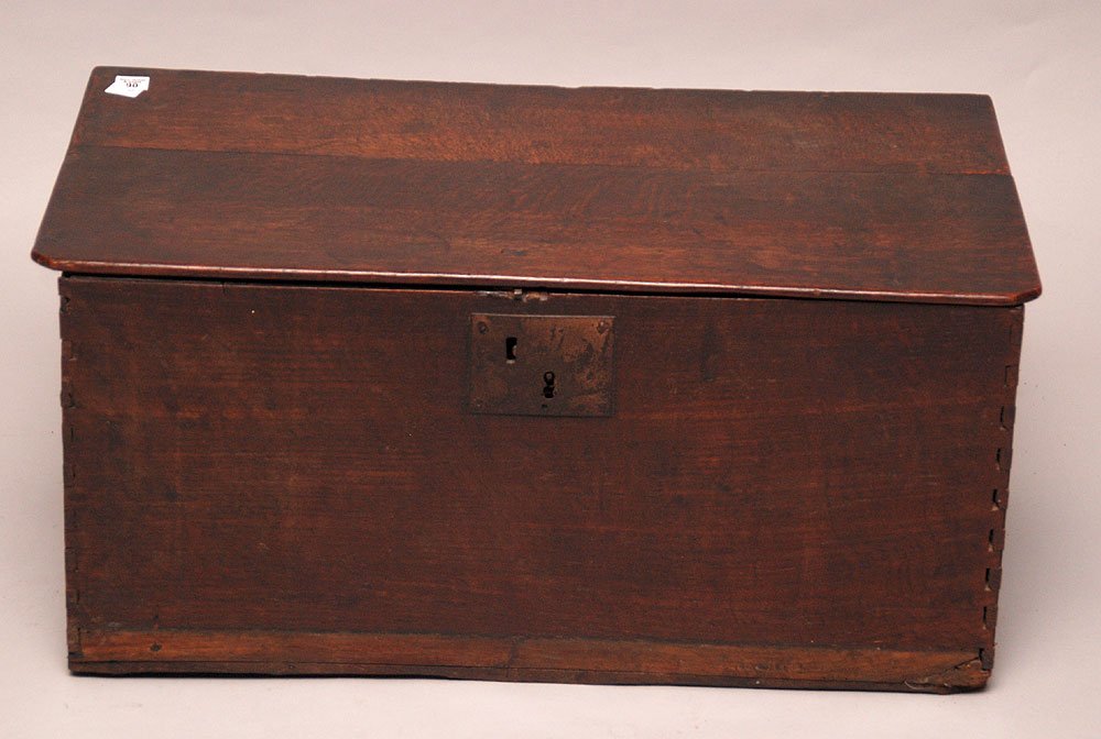 19th c. oak Continental blanket chest with interior: 19th c. oak Continental blanket chest with interior drawer, original hinges, 14"h x 28"w x 15"d