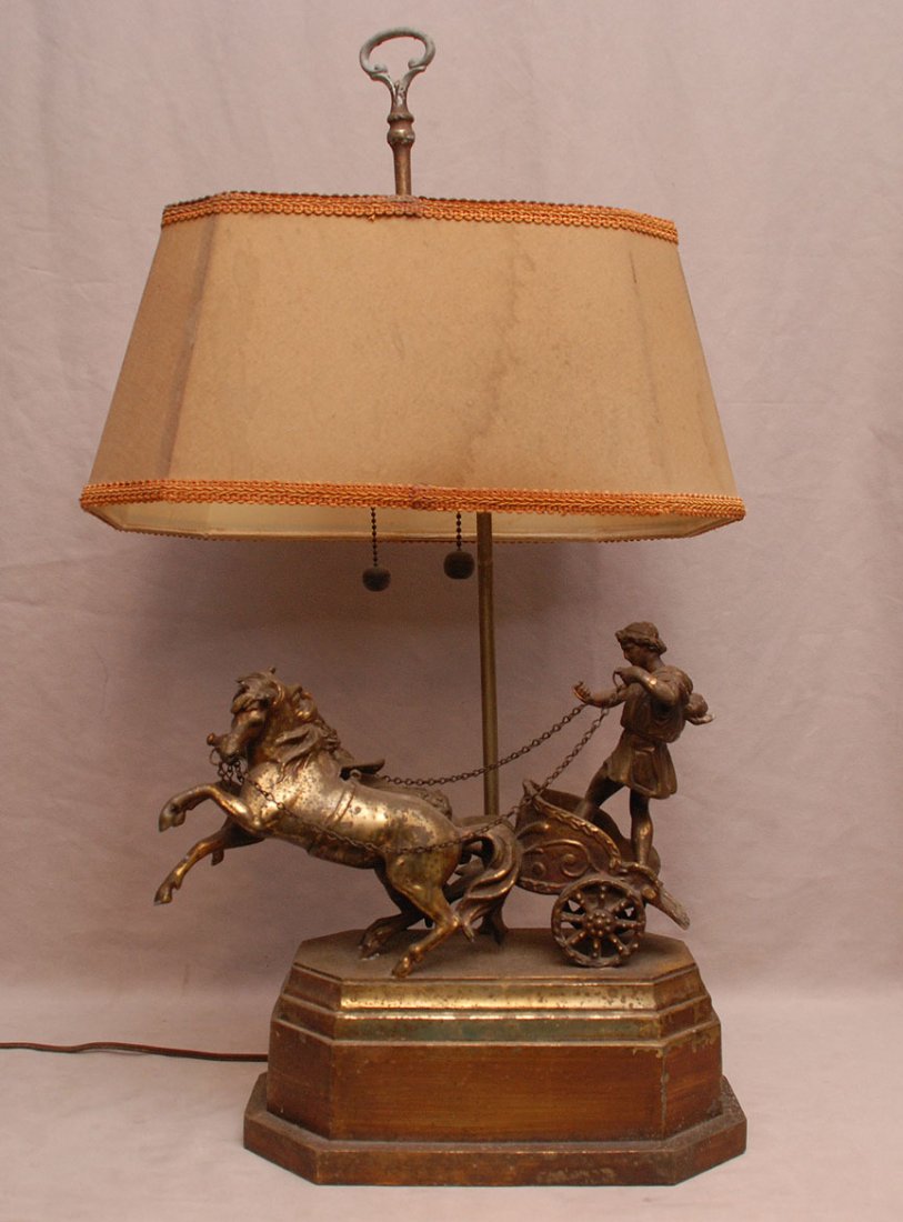 Marley Horse Lamp, white metal, 12" long: Marley Horse Lamp, white metal, 12" long