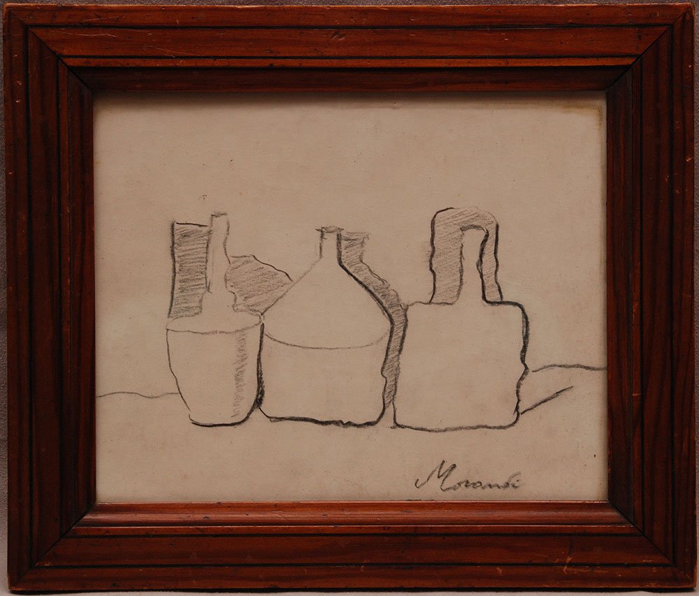 After Giorgio Morandi, (Italian, 1890-1964) Still Life,: After Giorgio Morandi, (Italian, 1890-1964) Still Life, Pencil, signed “Morandi”, image size 5 ? x 7 ?“