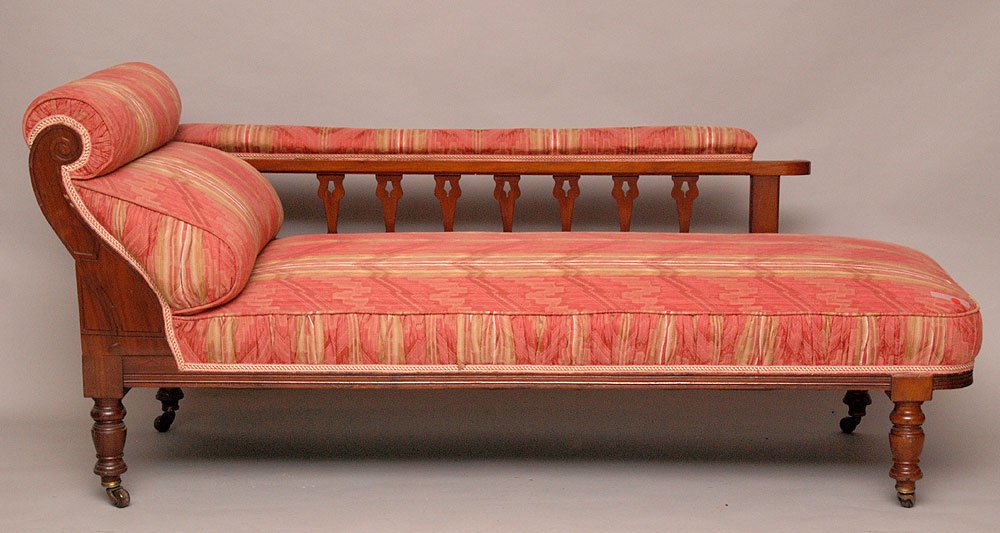 Victorian fainting couch, nicely upholstered, pink