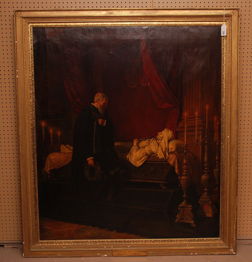 German School oil on canvas signed Theobald Oerp,: German School oil on canvas signed Theobald Oerp, Michael Angelo and Vittoria Colonna, Baron Van Oerp, 53" x 46" , signed lower left Theobald Oerp Dresden 1873