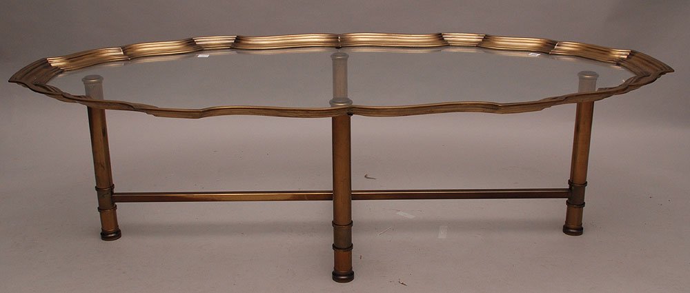 Vintage Brass framed Chippendale coffee table: Vintage Brass framed Chippendale coffee table