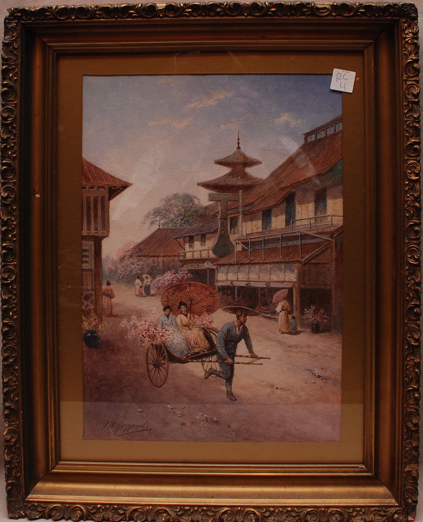 J.W. GOZZARD (1888-1950) BRITISH WATERCOLOR "ORIENTALIS: J.W. GOZZARD (1888-1950) BRITISH WATERCOLOR "ORIENTALIST" SIGNED 11-1/2" X 17"