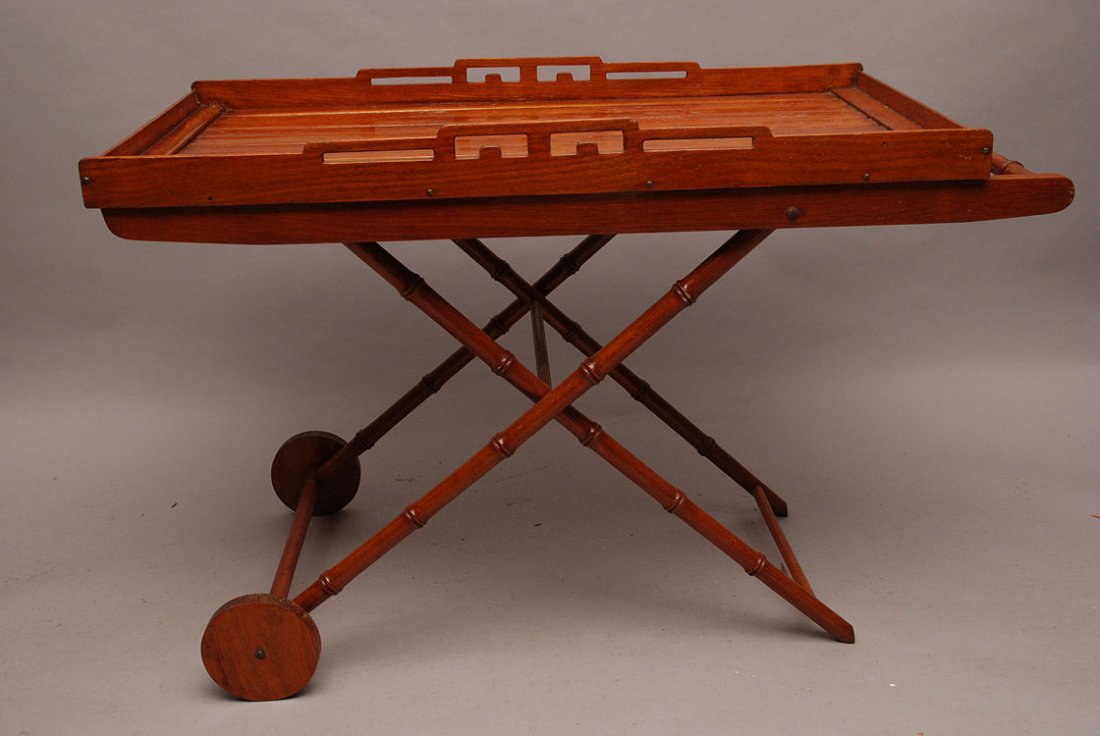Folding wood tea cart: Folding wood tea cart