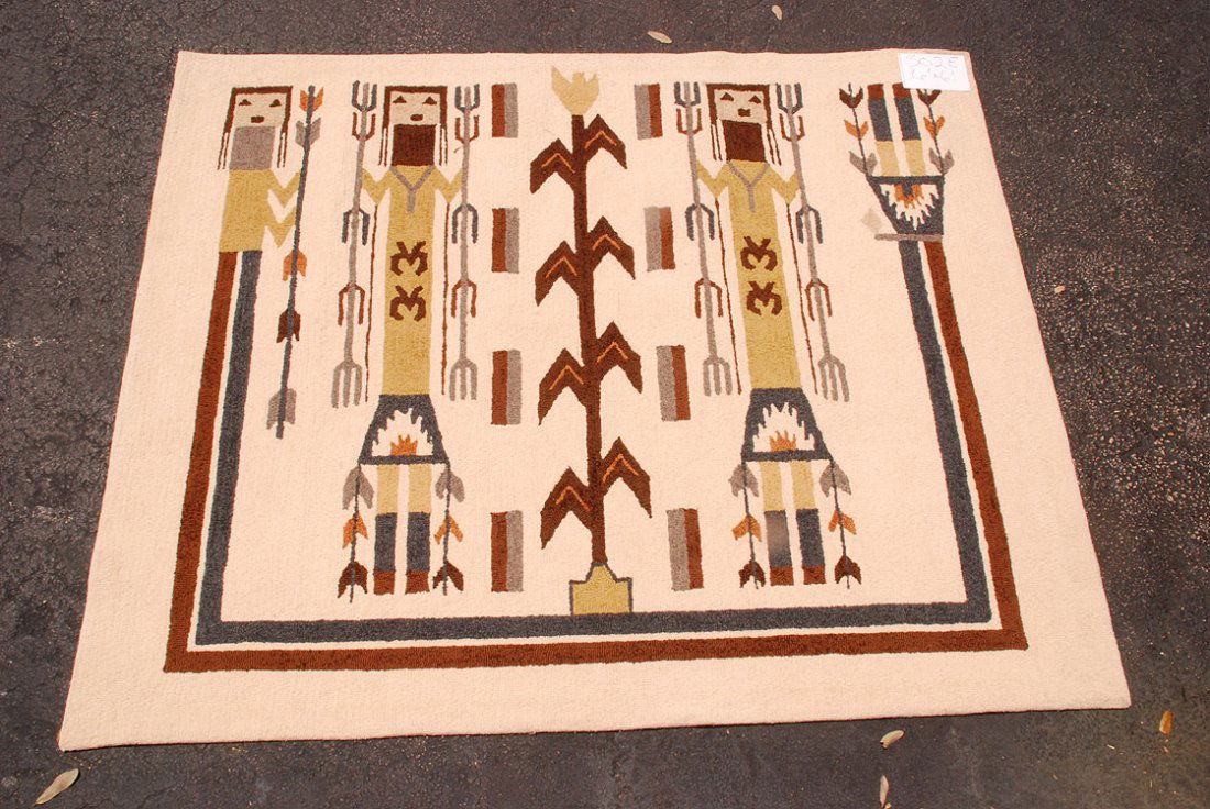 Edward Fields rug, Indian motif, 6' x 6': Edward Fields rug, Indian motif, 6' x 6'