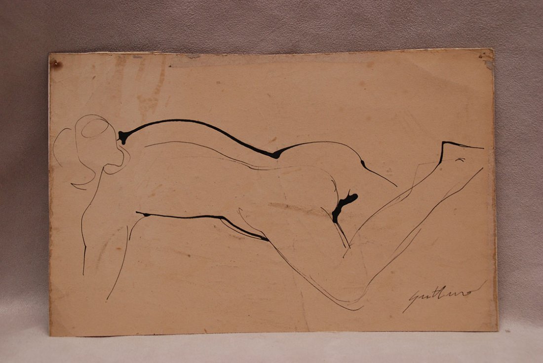 Renato Guttuso, attrib. (Italian 1911-1987) female: Renato Guttuso, attrib. (Italian 1911-1987) female nude, ink on paper, signed, size 7 Â½ x 11 ?â€