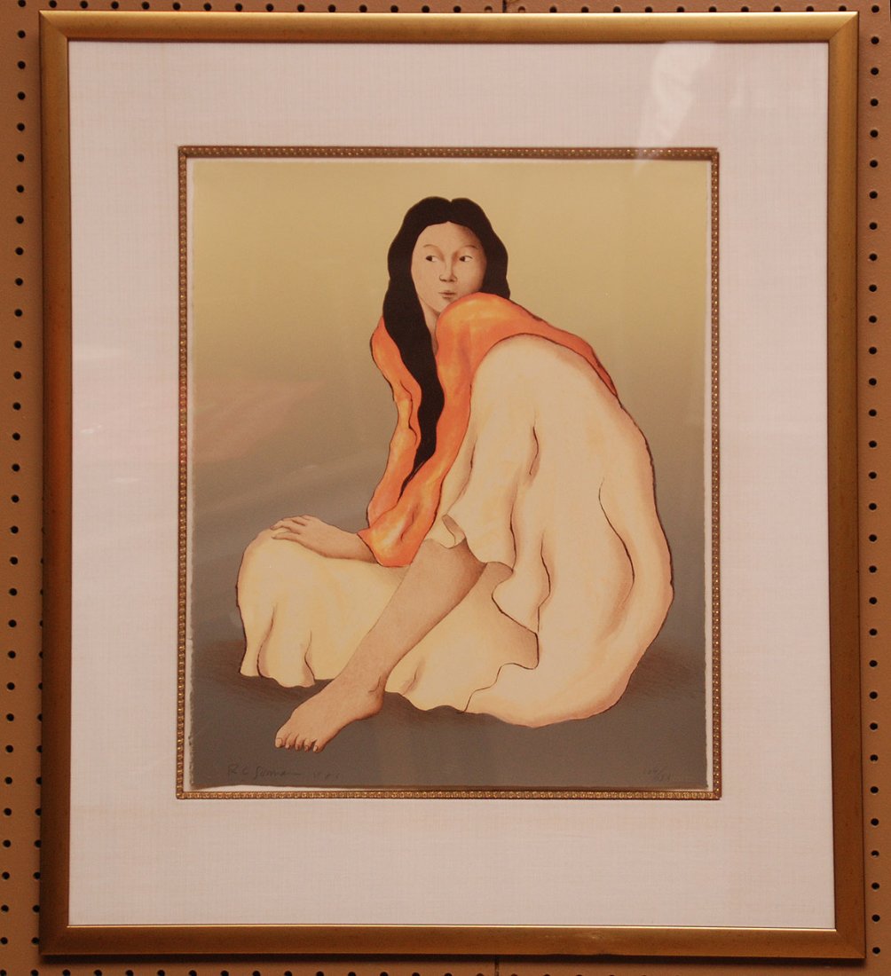 R. C. Gorman (New Mexico 1932 - 2005) Lithograph,: R. C. Gorman (New Mexico 1932 - 2005) Lithograph, Seated Girl, 1981, 104/150, paper size 20"x 16"