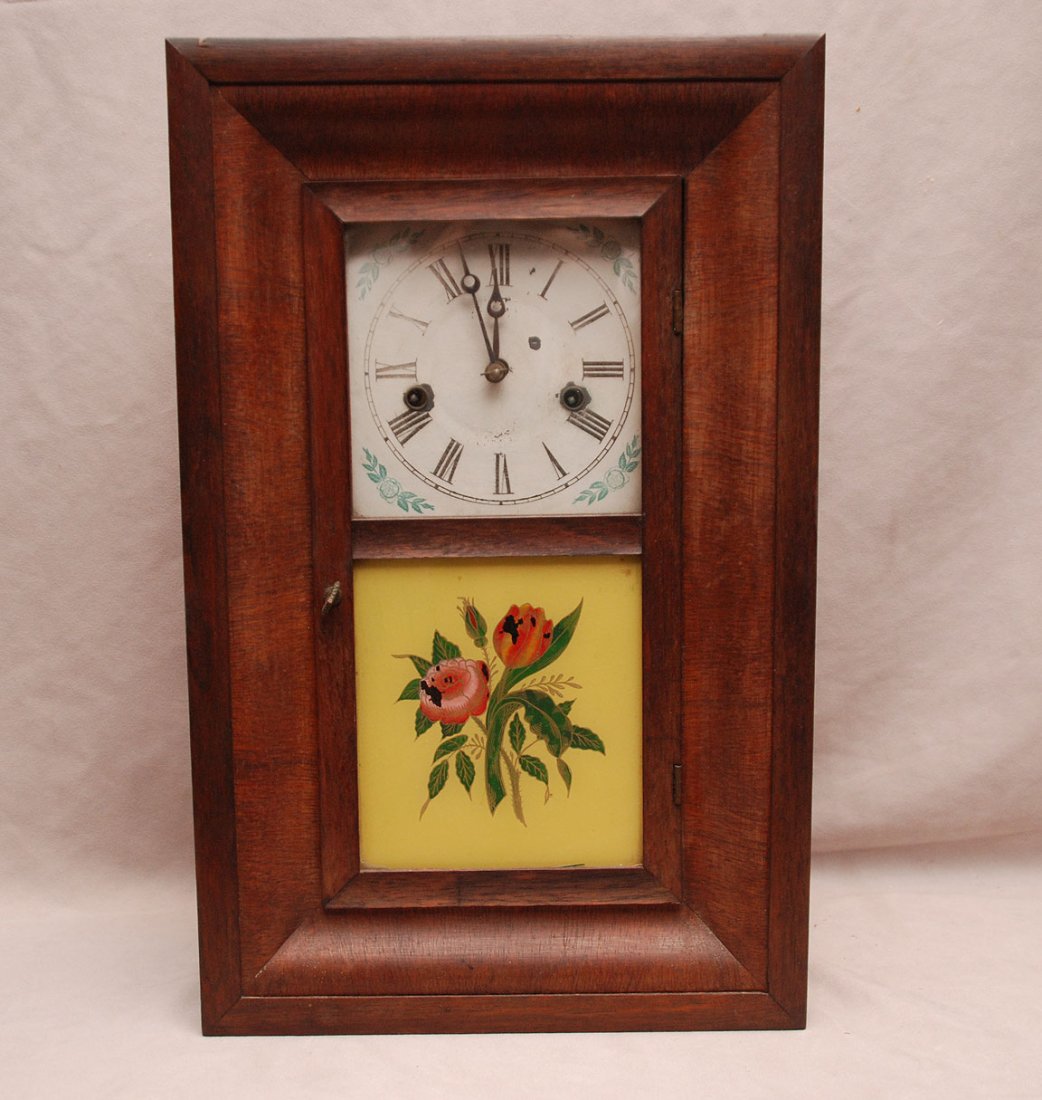 American ogee antique shelf clock, Ansonia Conn., 19"h: American ogee antique shelf clock, Ansonia Conn., 19"h x 11 1/2"w