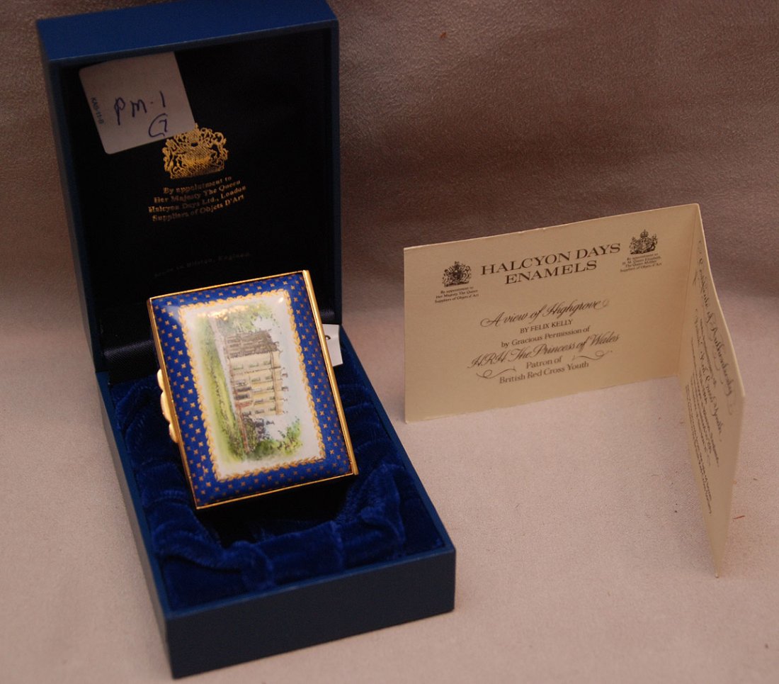 Halcyon Days enamel box, "60th Anniversary of British: Halcyon Days enamel box, "60th Anniversary of British Red Cross Youth, 1924-1984", original box, 2 1/8"