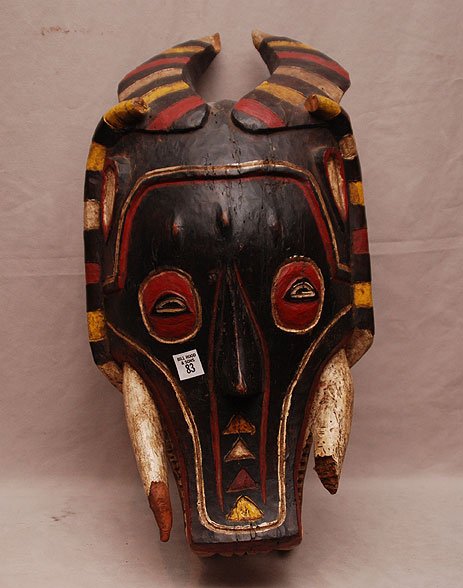 African wood mask, 24"h x 12"w: African wood mask, 24"h x 12"w