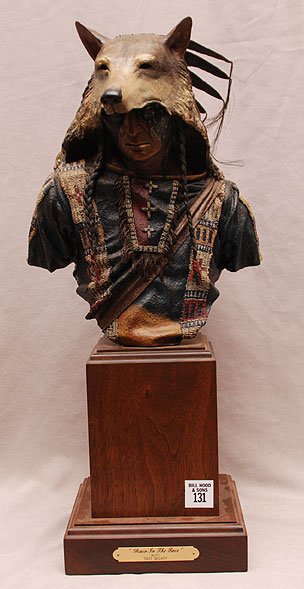 Dave McGary Bronze of Indian headdress: Dave McGary Listed well renowned southwest Sculptor (1958 - 2013) Bronze Indian, 1980, titled "Rain In The Face" Dave Mc Gary, 19"h x 9"w signed