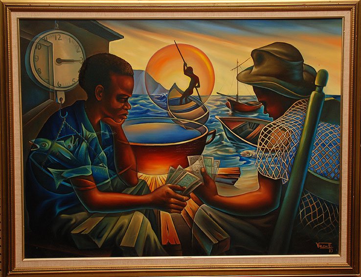 Favrange Valcin II (Hatian 20th century) oil on board,: Favrange Valcin II (Hatian 20th century) oil on board, 30" x 40"